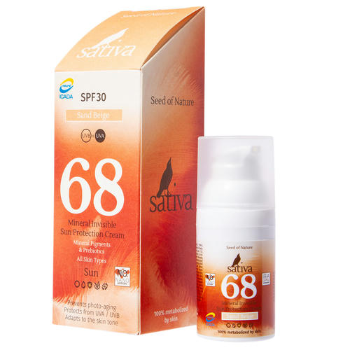 Сатива Крем солнцезащитный с тонирующим эффектом "№ 68 Sand Beige SPF 30, 30 мл (Sativa, Help!) — изображение 2