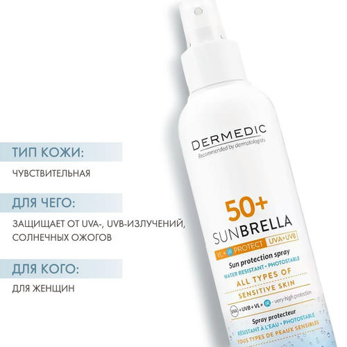 Дермедик Солнцезащитное молочко-спрей SPF 50, 150 мл (Dermedic, Sunbrella) — изображение 2