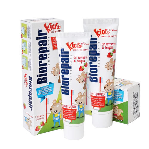 Биорепейр Набор Biorepair Детский: Детская зубная паста для детей 0-6 лет Biorepair Kids Strawberry, 50 мл х 2 шт. (Biorepair, Детская гамма)
