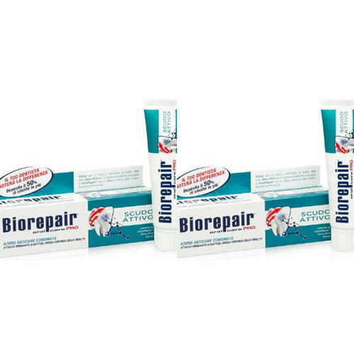 Биорепейр Набор Зубная паста Biorepair PRO Scudo attivo shield- активная защита от кариеса (75 мл)*2 штуки (Biorepair, Уход за зубами)