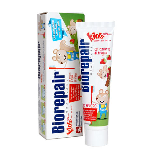 Биорепейр Детская зубная паста Junior Kids Strawberry 0 - 6 лет, 50 мл (Biorepair, Детская гамма)