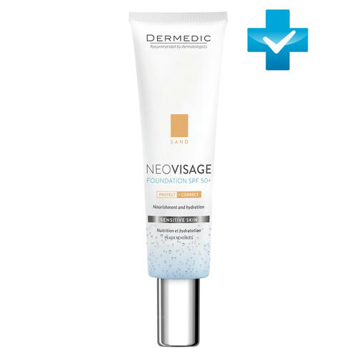 Дермедик Тонирующий увлажняющий крем-флюид SPF 50+ для чувствительной кожи, песочный Sand, 30 мл (Dermedic, NeoVisage)