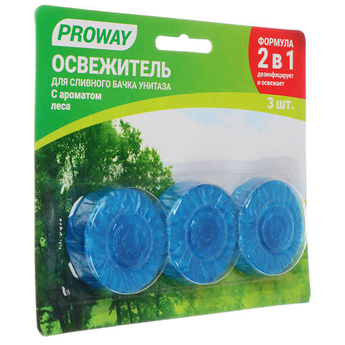 PROWAY Освежитель таблетка для сливного бачка унитаза "Лес" 32гр. 3шт, (ПАВ), блистер — изображение 2