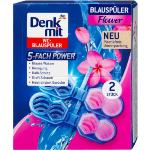 Блок в туалет Denkmit WC-Stein Blauspгler Flower Цветочный всплеск, 2 шт. 96 g
