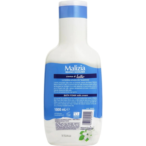 Гель-пена для ванны и душа (молочные сливки) Malizia Bagno Schiuma Crema Di Latte, 1000 мл — изображение 3