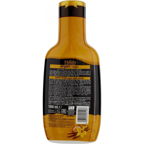 Гель-пена для ванны и душа (аргановое масло и ваниль) Malizia Bagno Schiuma Argan E Vaniglia, 1000 мл — изображение 3