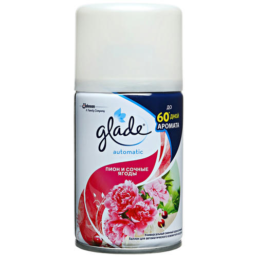 Освежитель воздуха Glade Automatic Пион и сочные ягоды универсальный сменный баллон, 269 мл 1 шт