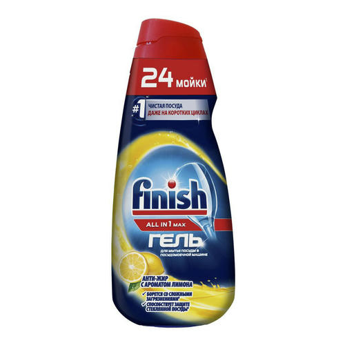 Гель Finish All In One Max Антижир для мытья посуды в посудомоечной машине с ароматом лимона 600 мл 1 шт