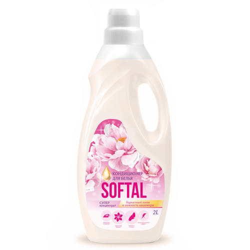 Кондиционер-ополаскиватель для белья Softal Бархатный пион и нежность кашемира, концентрированный, 2 л