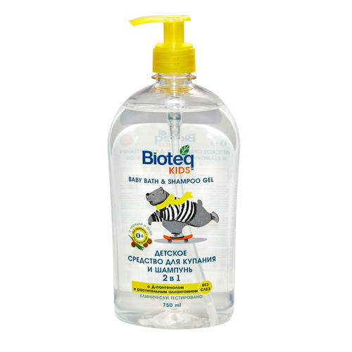 Средство для купания и шампунь Bioteq Kids 0+ 2в1, 750мл