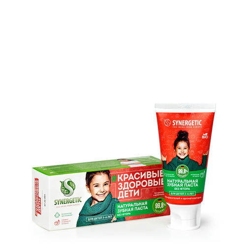 Зубная паста Synergetic Клубничка и банан красная 3-6 лет 50гр — изображение 2