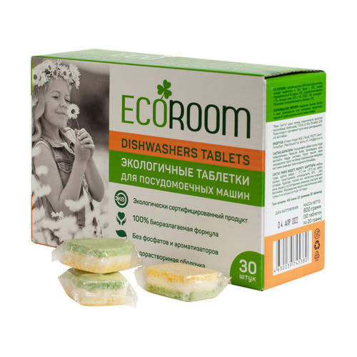Таблетки для посудомоечных машин Ecoroom, биоразлагаемые, 30шт — изображение 2
