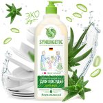 Средство для посуды, овощей и фруктов SYNERGETIC антибактериальное, с ароматом алоэ, 1л
