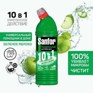 Чистящее средство для унитаза Sanfor 750мл Зеленое яблоко гель