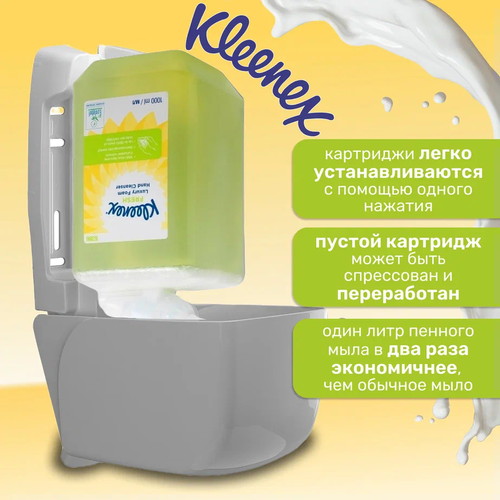 Kimberly-Clark: Мыло Клинекс 1л пенное Люкс Фреш экстракт алоэ-вера / огурец — изображение 3