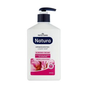 Жидкое крем-мыло "Миндальный крем" с помпой, Papoutsanis Natura Pump Almond Cream