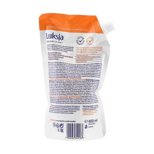 Жидкое мыло с персиком и белым чаем, Luksja Creamy & Soft Energizing Peach & White Tea Caring Hand Wash (дой-пак) — изображение 2