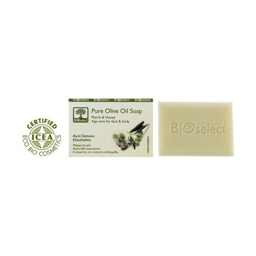 Натуральное оливковое мыло с миррой и медом, BIOselect Pure Olive Oil Soap Myrrh & Honey — изображение 2