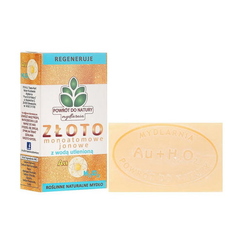 Натуральное мыло "Моноевое золото и пероксид водорода", Powrot do Natury Natural Soap Matt Gold and Hydrogen Peroxide — изображение 2