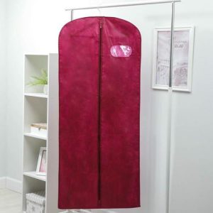 Чехол для одежды с окном 60x140 см, спанбонд, цвет бордо