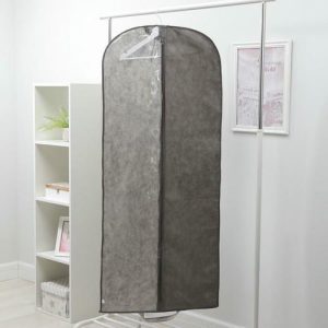 Чехол для одежды, 60x140 см, спанбонд, цвет серый