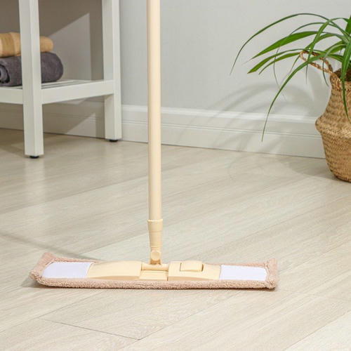 Швабра для мытья пола плоская Доляна, насадка микрофибра 42x12 см, 50 гр, металлическая ручка 119 см — изображение 2