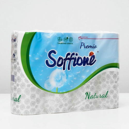 Туалетная бумага Soffione Premio «Natural», 3 слоя, 12 рулонов — изображение 2