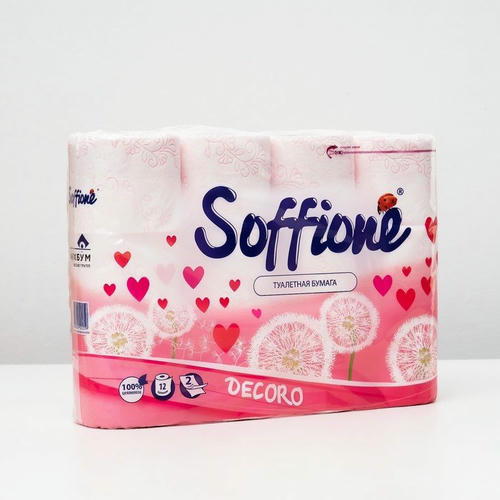 Туалетная бумага Soffione Decoro Pink, 2 слоя, 12 рулонов — изображение 2
