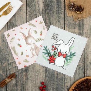 Набор салфеток Доляна Happy xmas 20х20 см-2 шт, микрофибра