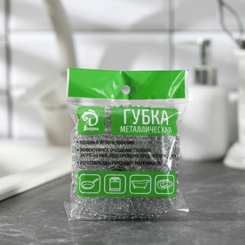 Губка для мытья посуды металлическая, 20 гр — изображение 2