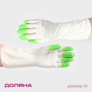 Перчатки хозяйственные Доляна, размер M, ПВХ, защитные, суперпрочные, 70 гр, цвет МИКС