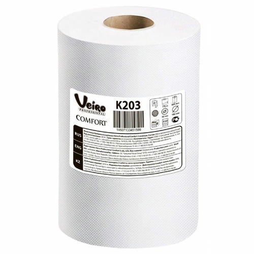 Полотенца бумажные Veiro Professional Comfort К203, белые, 150 м