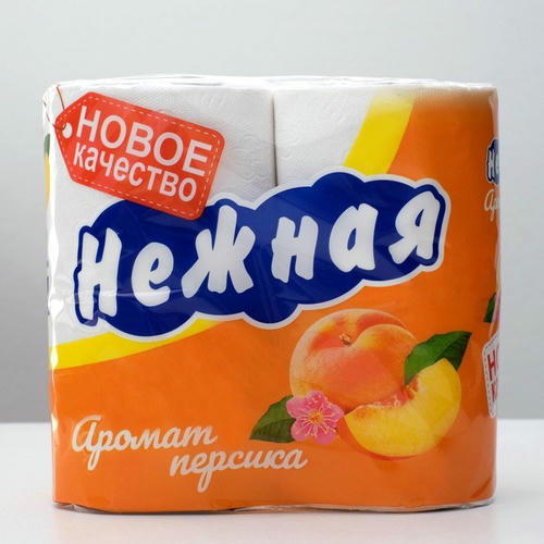 Туалетная бумага «Нежная» со втулкой, аромат персика, 2 слоя, 4 рулона — изображение 2