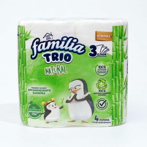 Туалетная бумага FAMILIA TRIO, 3 слоя, 4 рулона — изображение 2
