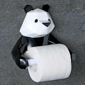 Держатель для туалетной бумаги Полигональная панда 19х17х12см, черно-белая