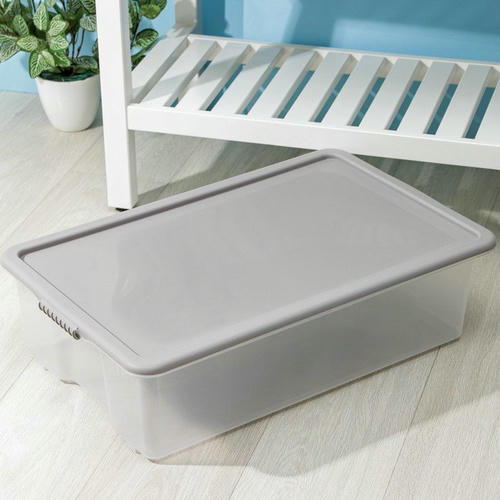 Контейнер для хранения с крышкой Porter, 32 л, 64x41,5x17,5 см, цвет дымчато-серый — изображение 2