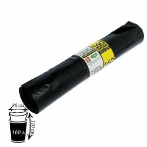 Мешки для мусора 160 л, 40 мкм, 80x110 см, ПВД, 25 шт, цвет чёрный