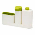 Органайзер для раковины Sink Base Plus с дозатором для мыла и бутылочкой, цвет бело-зелёный