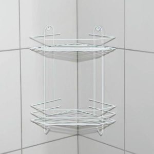 Полка для ванной угловая 2-х ярусная, 21,5x21,5x39 см, цвет белый