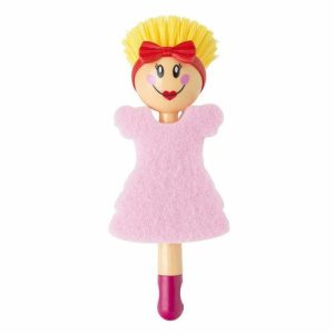 Щётка для посуды + губка Dolls, цвет МИКС