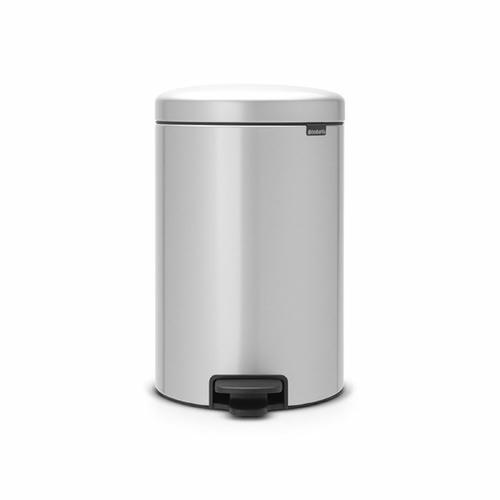 Мусорное ведро Brabantia NewIcon, пластиковое внутреннее ведро, с педалью, цвет серый металлик, 20 л