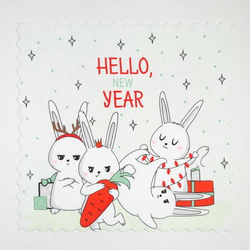 Набор салфеток Доляна Hello new year 20х20 см-2 шт, микрофибра — изображение 2