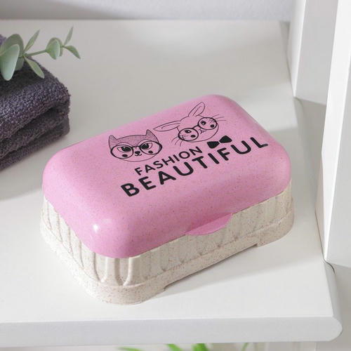 Мыльница пластиковая с крышкой «Модные зверята», 12,5x9x4,6 см, цвет МИКС — изображение 2