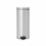Мусорное ведро Brabantia NewIcon, пластиковое внутреннее ведро, с педалью, цвет серый металлик, 30 л
