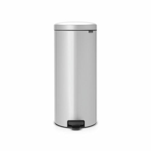 Мусорное ведро Brabantia NewIcon, пластиковое внутреннее ведро, с педалью, цвет серый металлик, 30 л