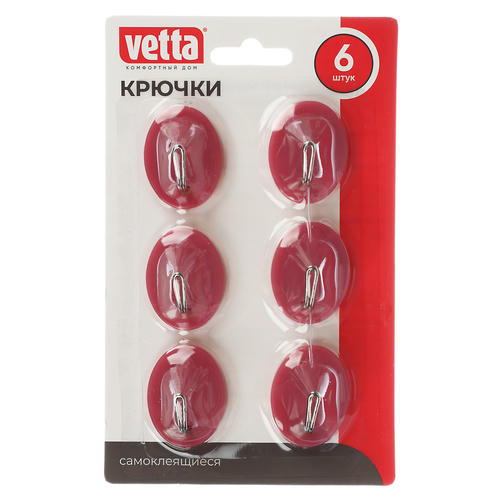 VETTA Крючки самоклеящиеся на блистере, 6шт, 5 цветов — изображение 2