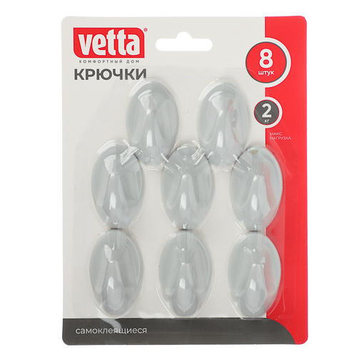 VETTA Набор крючков 8шт на липучке, пластик, 2 цвета — изображение 2