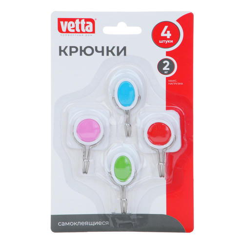 VETTA Крючки самоклеящиеся фигурные Светофор, на блистере, 4шт, пластик, металл