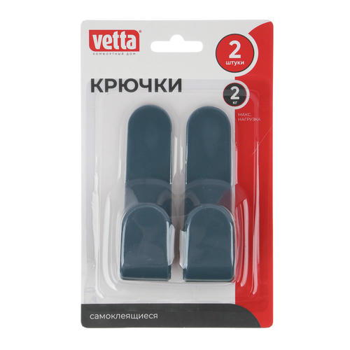 VETTA Крючки самоклеящиеся, вытянутые, 9x2,3см, 2шт, пластик — изображение 2