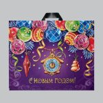Новый год. Пакет "Старинные часы", полиэтиленовый с петлевой ручкой, 60х50 см - 25 шт.
